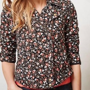 Hei Hei Anthropologie Tinsley Floral Cropped Asymmetrical Zip Moto Jacket Top 8